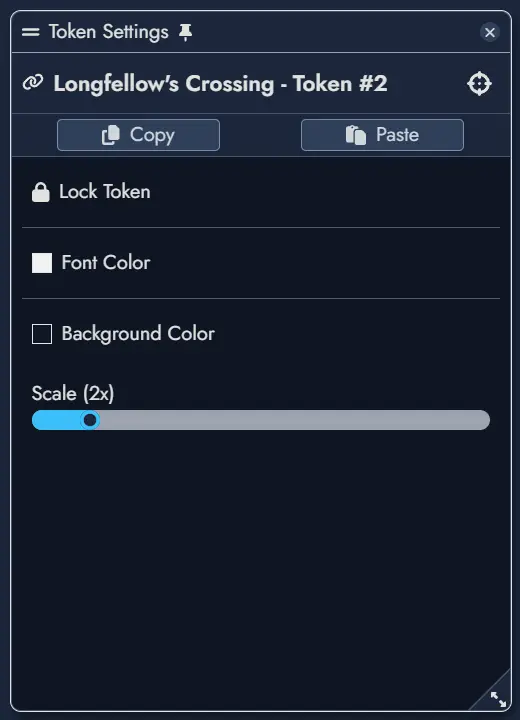 Token Settings Window of an Anchor