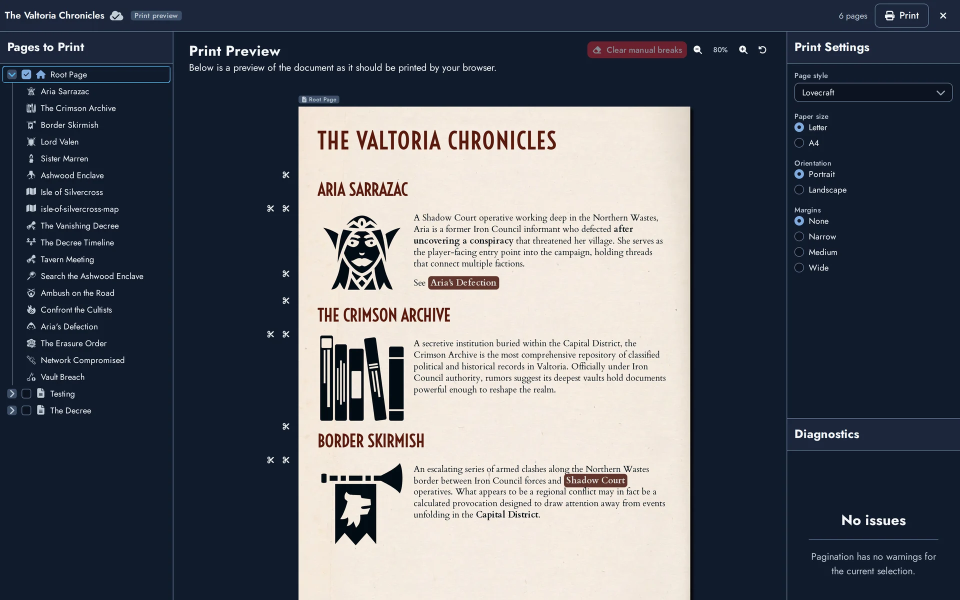 The Print Preview of a Module