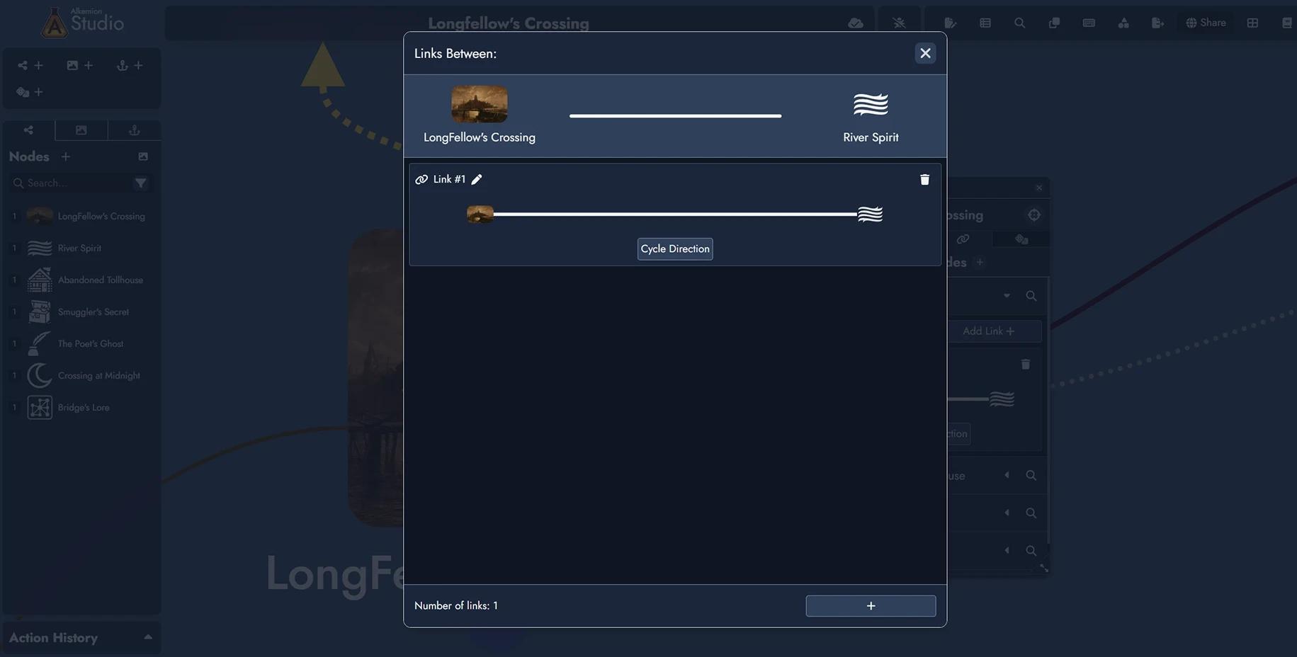 Link Management Window showing multiple links