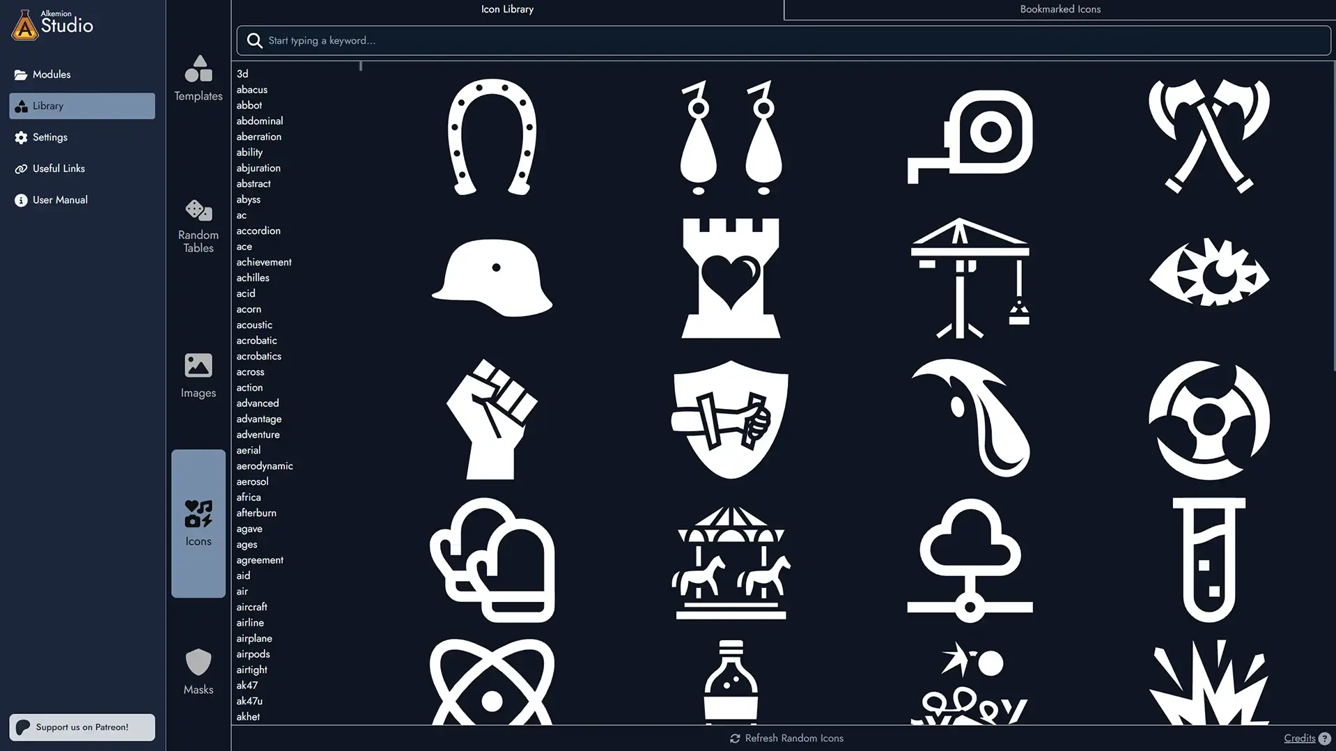 Screenshot of the Library