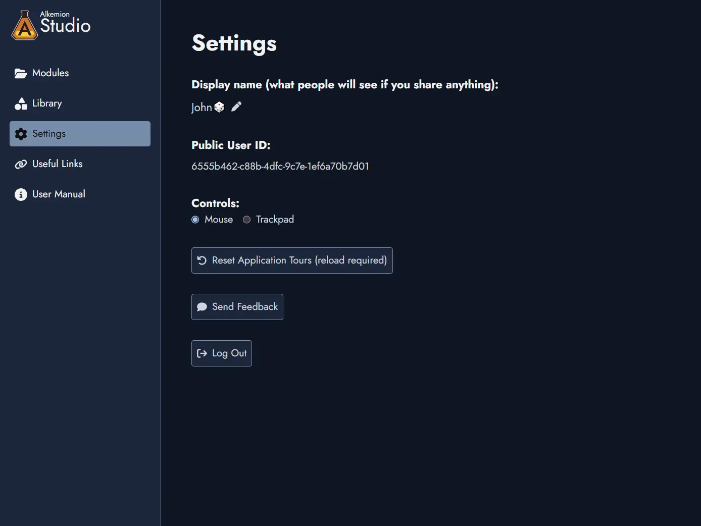 Screenshot of Settings tab